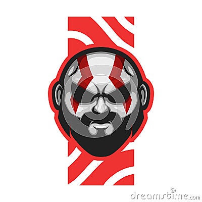 Angry Tribal chief with grey ashes skin vector mascot Vector Illustration